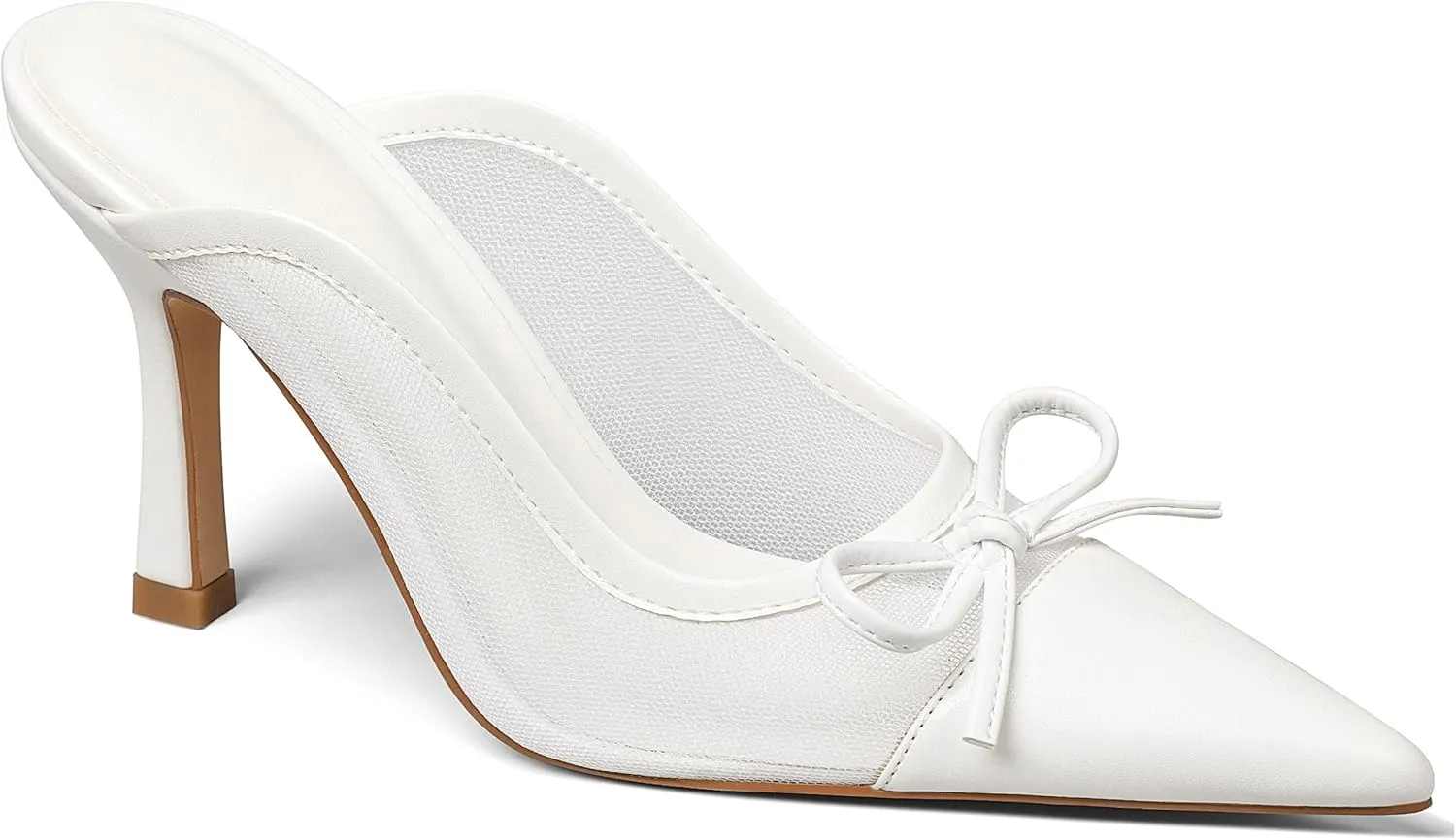 Women’s Breathable Mesh Heels Mules - Pointed Toe Kitten Heel Club Shoes Low Heels Slingback Slip-On Sandals Comfort Pumps Shoes