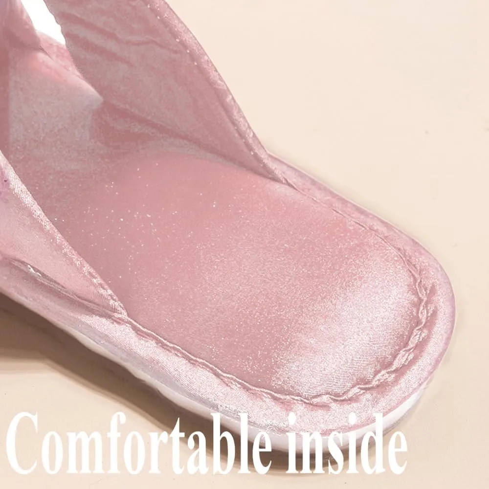 Women's Butterfly Bride Slippers Satin Strapped Bridesmaid Slides No Slip Soft For Wedding Party Home Outdoor Use