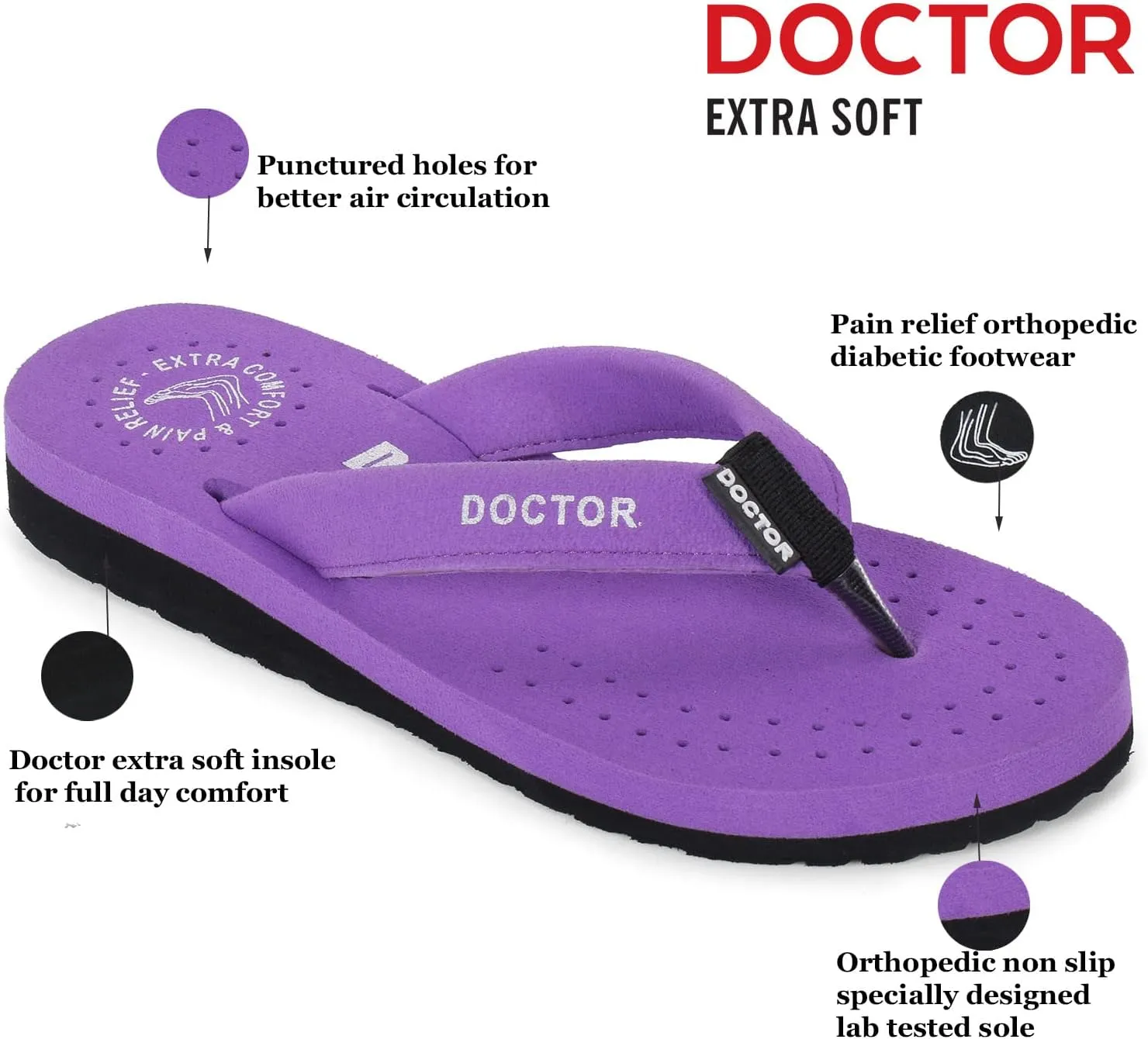 Women's Care Orthopaedic Diabetic Comfortable MCR Flip-Flop Slippers D-16