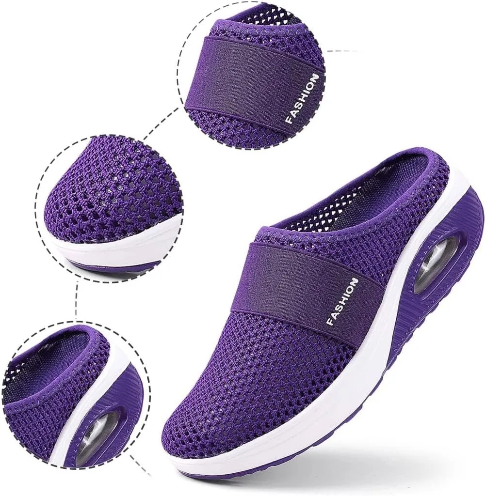 Womens Clogs and Mules Wide Width Slip On Closed Toe Mesh Arch Support Casual Summer Spring Ladies Shoes for Garden