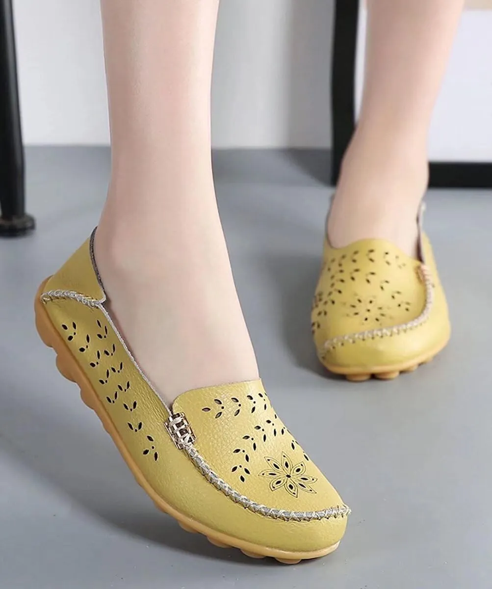 Womens Cowhide Casual Slipper Loafers Moccasin Driving Shoes Flat Slip-Ons
