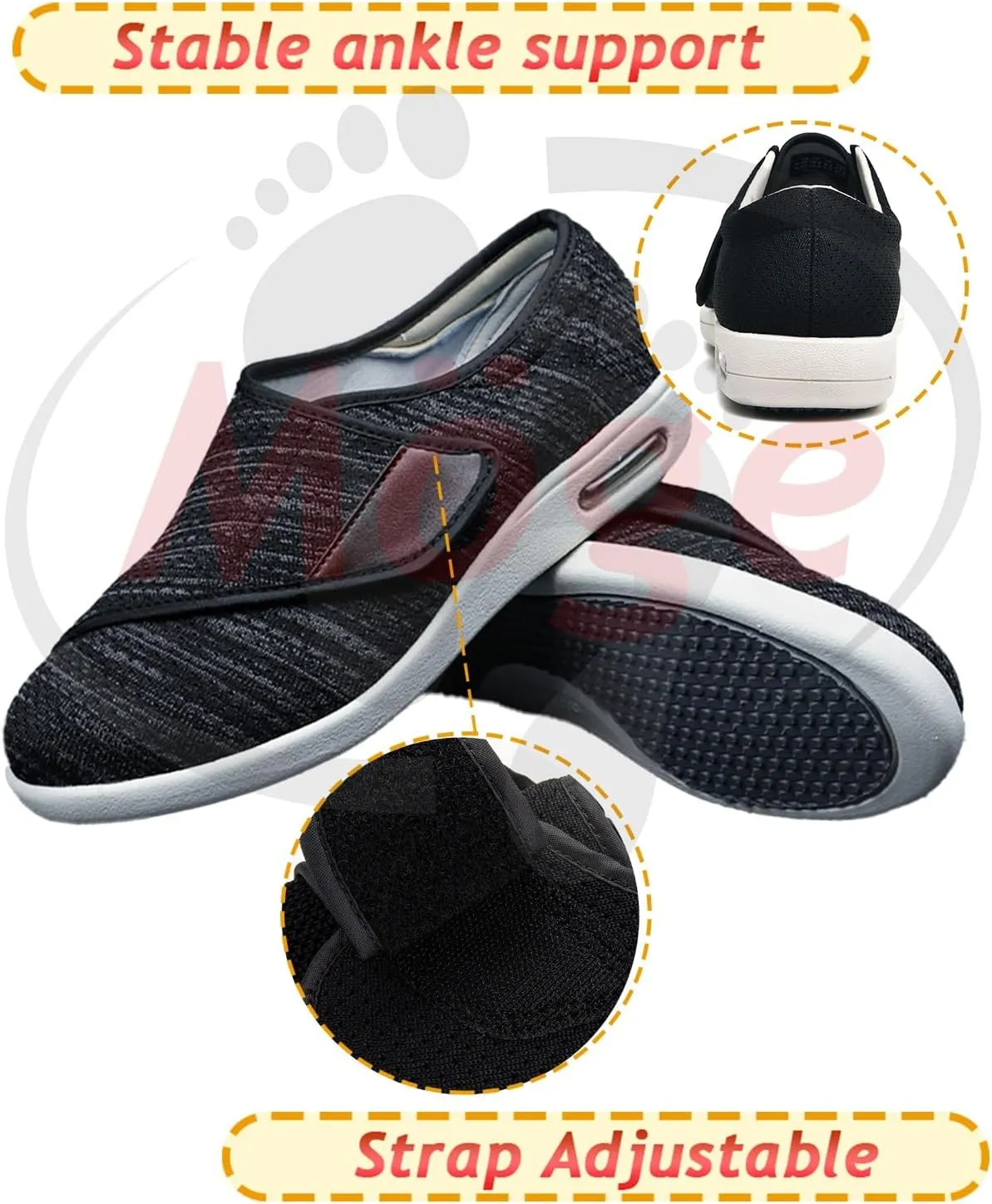 Womens Diabetic Sandals for Men Wide Width with Arch Support, Men Diabetic Sandals Adjustable Diabetic Shoes for Men 80-D Memory Foam Diabetic Slipper