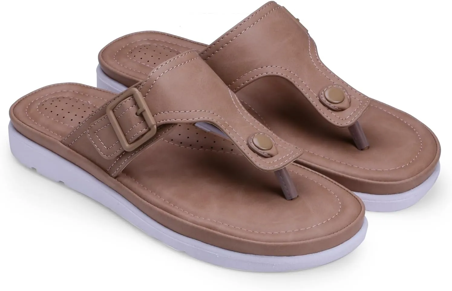 Womens Flat Memory Foam Slippers/Flip-Flops Fashion Stylish Casual Comfortable Diabetic Orthopedic Lightweight Synthetic Slip-on Sandals with Adjustable Buckle for Girls/Ladies D-630