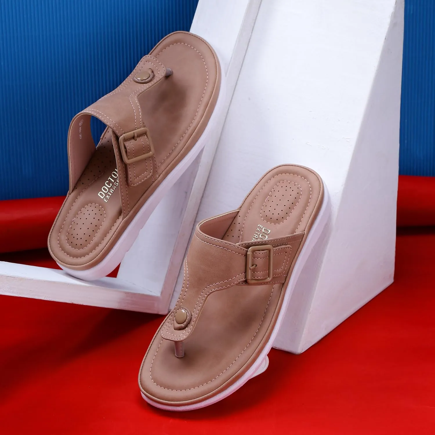 Womens Flat Memory Foam Slippers/Flip-Flops Fashion Stylish Casual Comfortable Diabetic Orthopedic Lightweight Synthetic Slip-on Sandals with Adjustable Buckle for Girls/Ladies D-630