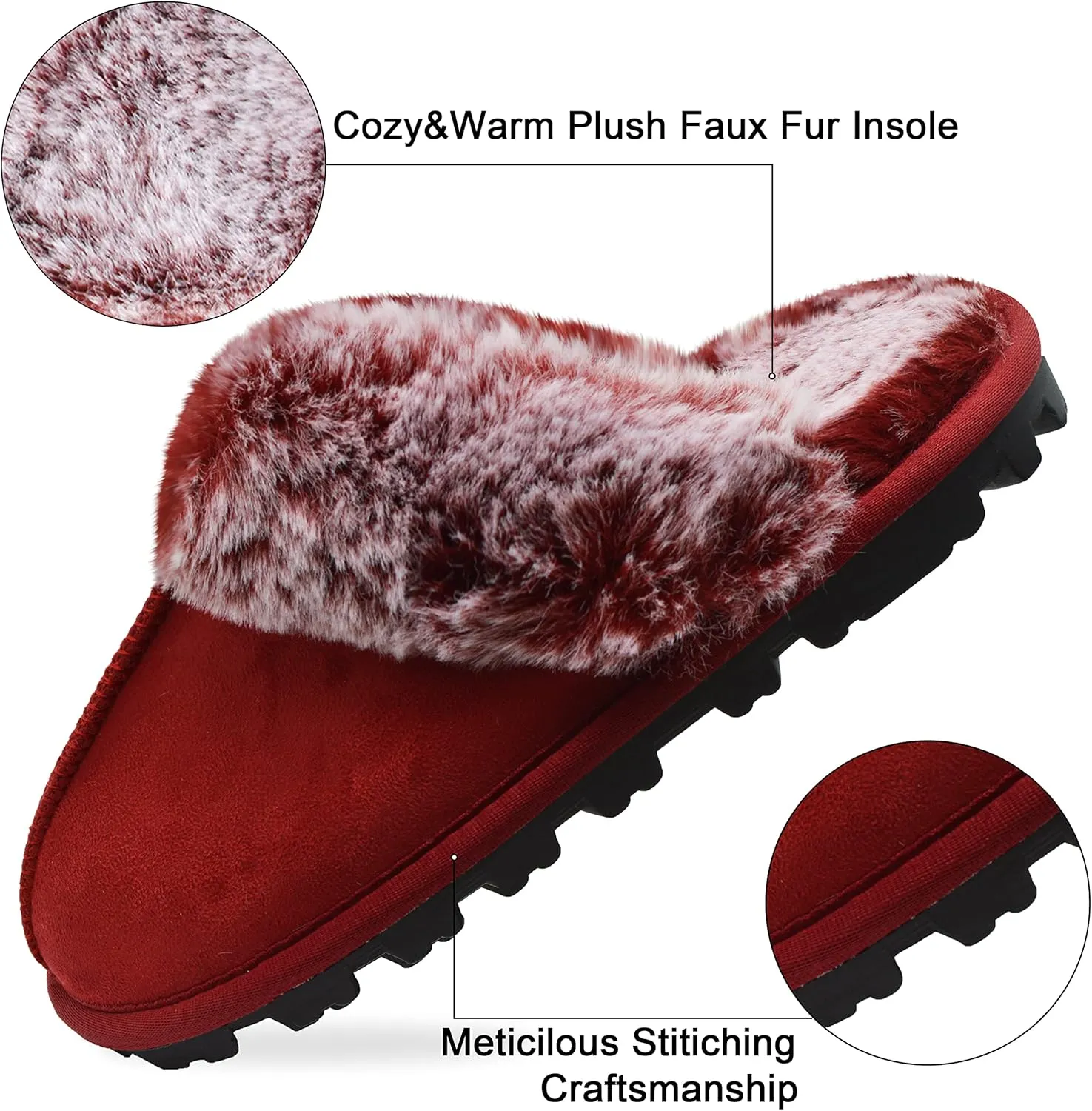 Women's Fuzzy Autumn Winter Plush Purple Solid Faux Fur Slippers