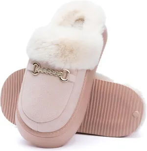 Womens Fuzzy Memory Foam Slippers for Women Winter House Slippers Warm Comfy Shoes Indoor Outdoor Suede Platform with Anti-Skid Sole Gift for Women Mom Ladies