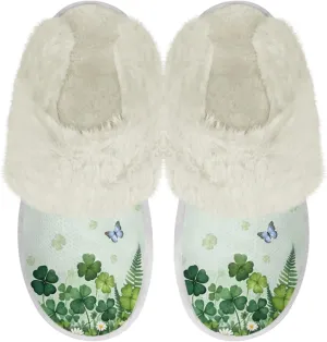 Women's Fuzzy Slip-on Slippers Cozy Lightweight House Slippers Non Slip Home Slippers Warm Winter Indoor Bedroom Slippers