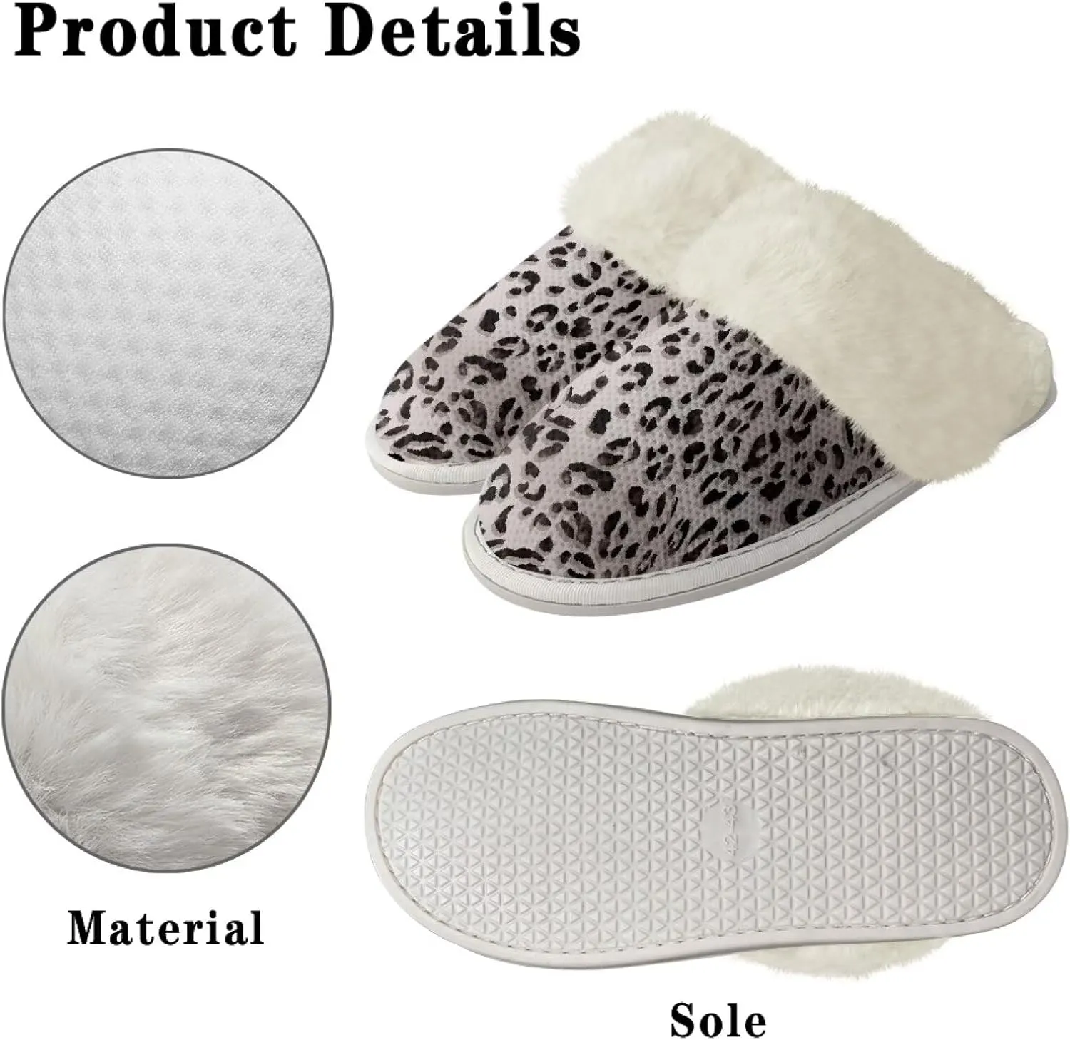 Women's Fuzzy Slippers Casual Slip On Soft Plush House Shoes with Non Skid Sole Comfortable Cotton Slipper Indoor Use for Spa Bath
