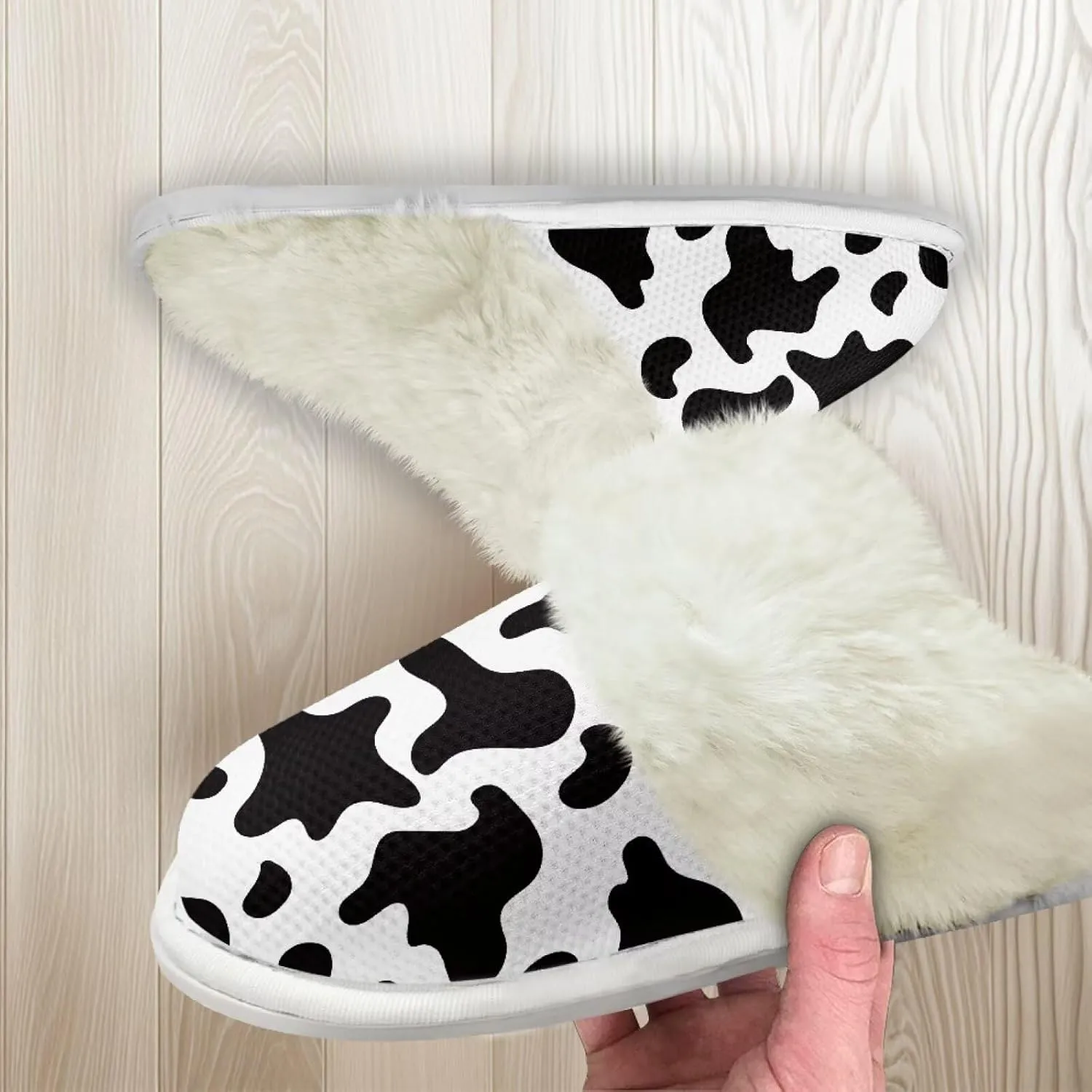 Women's Fuzzy Slippers Casual Slip On Soft Plush House Shoes with Non Skid Sole Comfortable Cotton Slipper Indoor Use for Spa Bath
