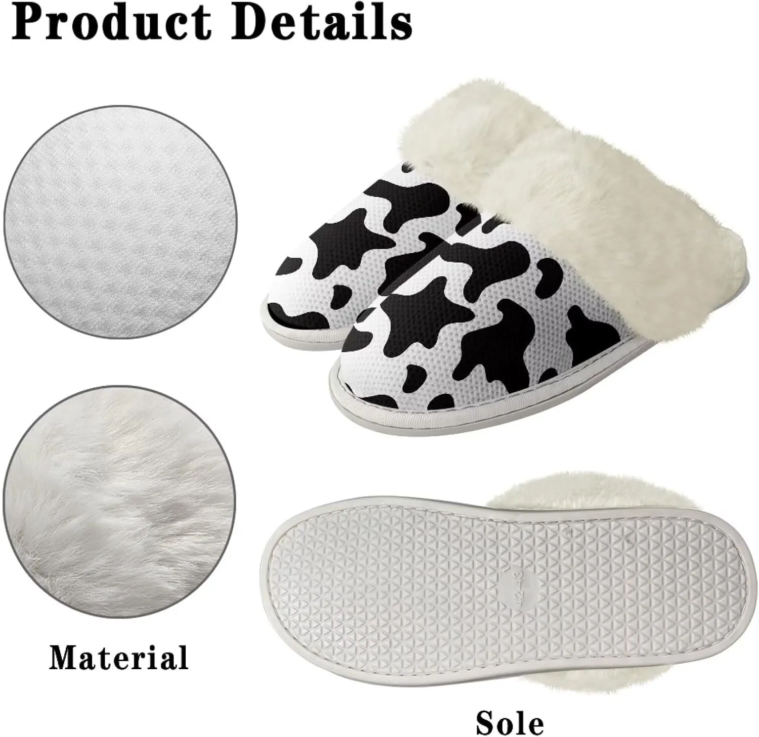 Women's Fuzzy Slippers Casual Slip On Soft Plush House Shoes with Non Skid Sole Comfortable Cotton Slipper Indoor Use for Spa Bath