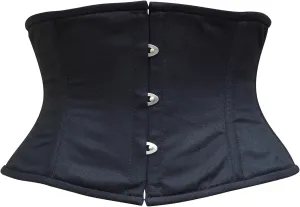 Women's Heavy Duty Steel Boned Waist Trainer Cincher Underbust Waspie Corset | Black Cotton Body Shaper