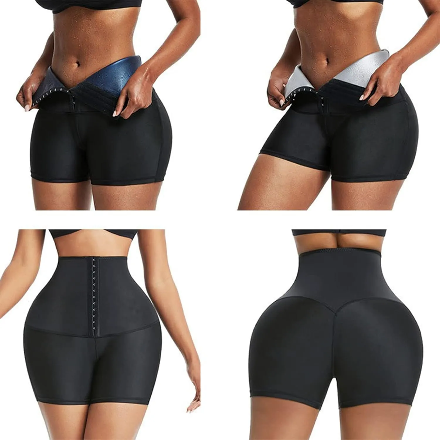 Women's High Waist Tummy Control Leggings, Yoga Pants with Adjustable Body Shaping Waist Trainer（Short）