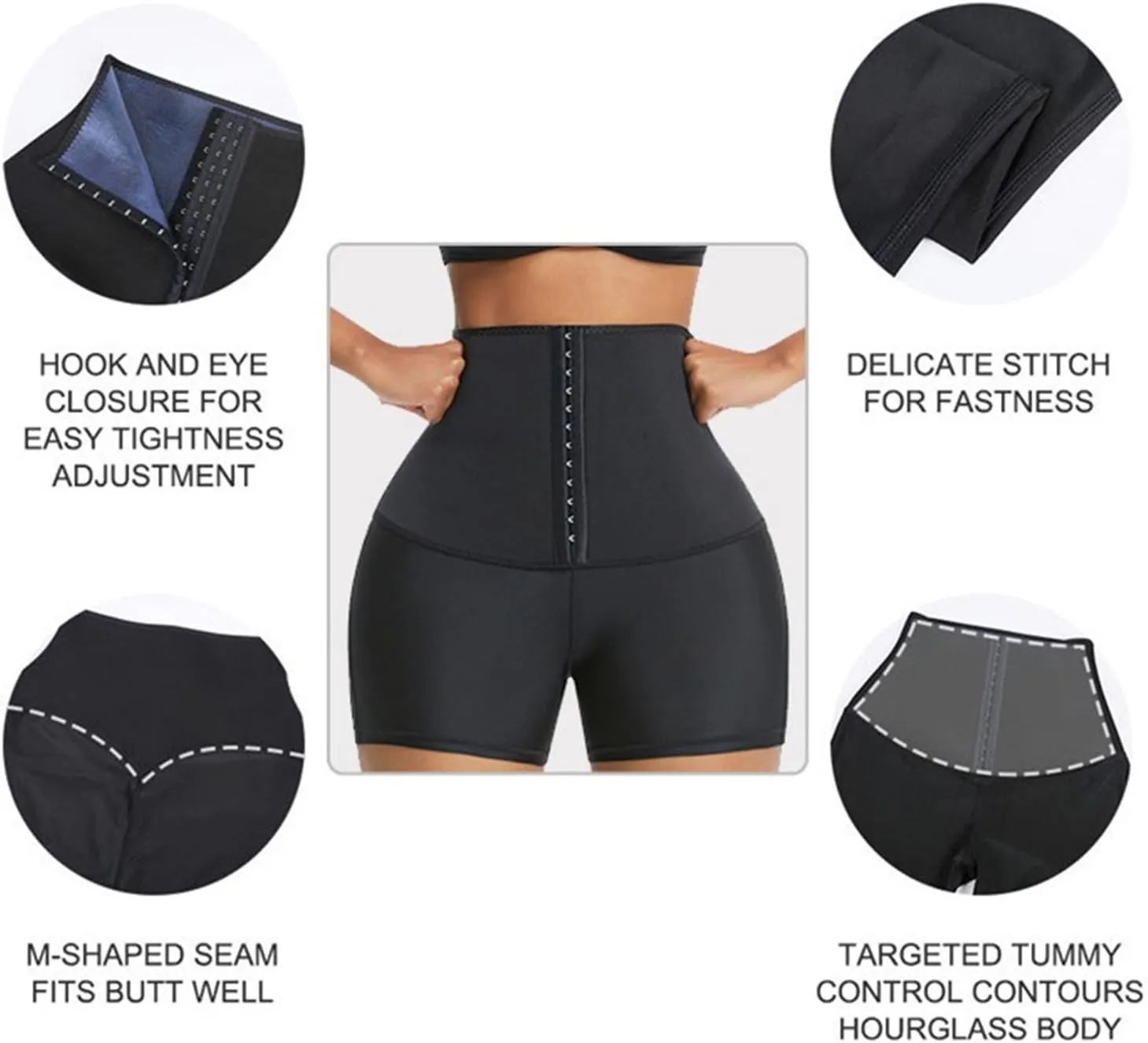 Women's High Waist Tummy Control Leggings, Yoga Pants with Adjustable Body Shaping Waist Trainer（Short）