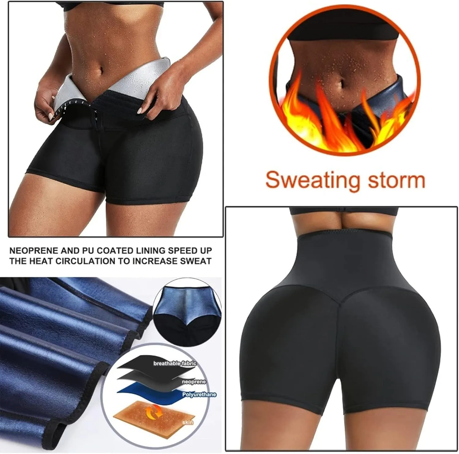 Women's High Waist Tummy Control Leggings, Yoga Pants with Adjustable Body Shaping Waist Trainer（Short）