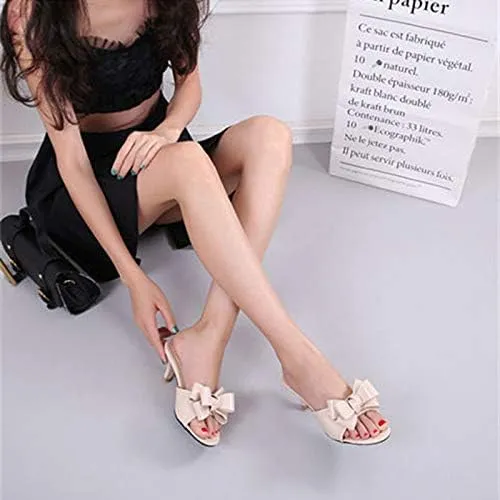 Women's Kitten Heel Mule Sandals Open Toe Slip on Low Heel Bow Dress Sandal for Dating