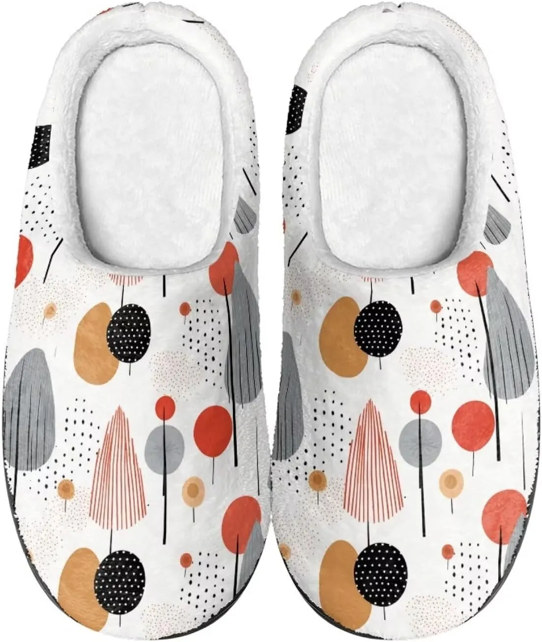 Womens Ladybug Cozy&Warm Printed Slipper with Dog Geometry Grippers Cozy and Fun House Slippers for Women