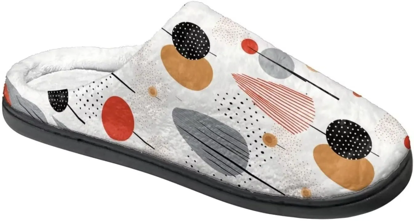Womens Ladybug Cozy&Warm Printed Slipper with Dog Geometry Grippers Cozy and Fun House Slippers for Women
