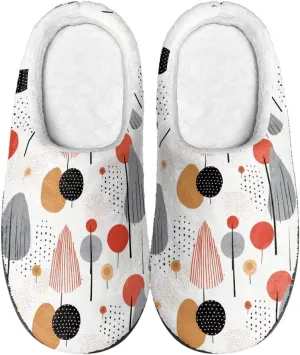 Womens Ladybug Cozy&Warm Printed Slipper with Dog Geometry Grippers Cozy and Fun House Slippers for Women