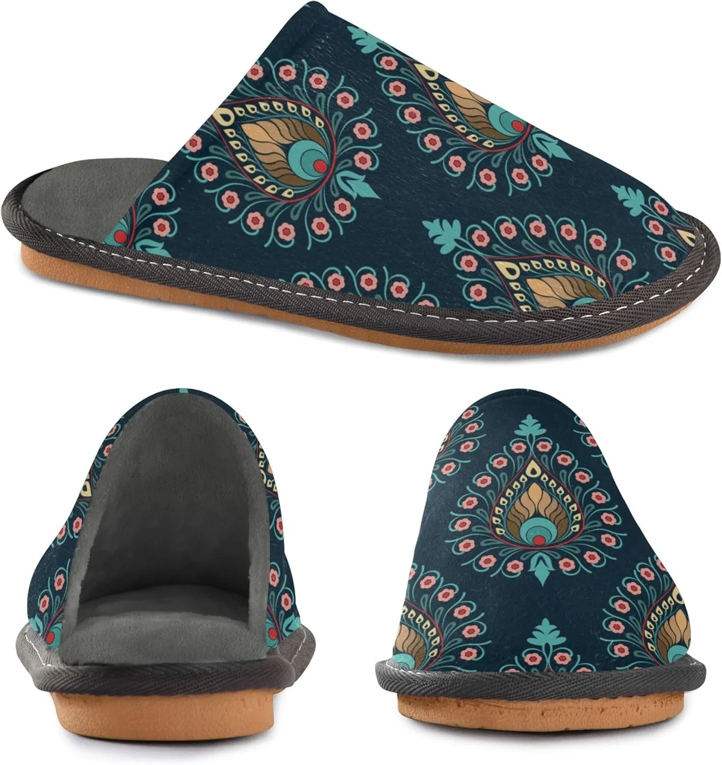 Womens Mens Fuzzy House Slippers Soft Warm Winter Shoes Anti-slip Memory Foam Indoor Outdoor Slippers