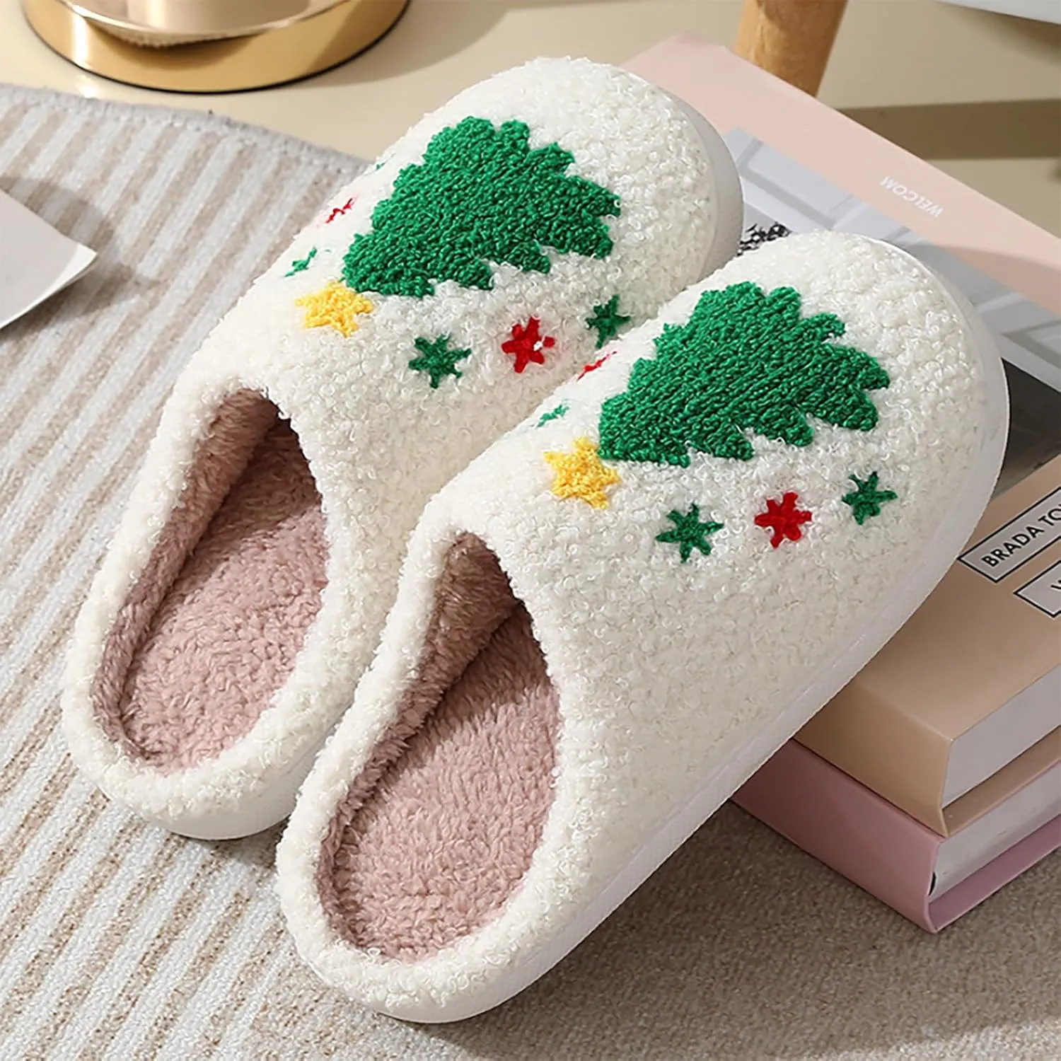 Womens Mens Slippers Halloween Christmas Cute Cartoon Pattern Slipper Anti-slip Design Cozy Indoor House Winter Shoes Soft Plush Warm Slippers Gifts for Girlfriend
