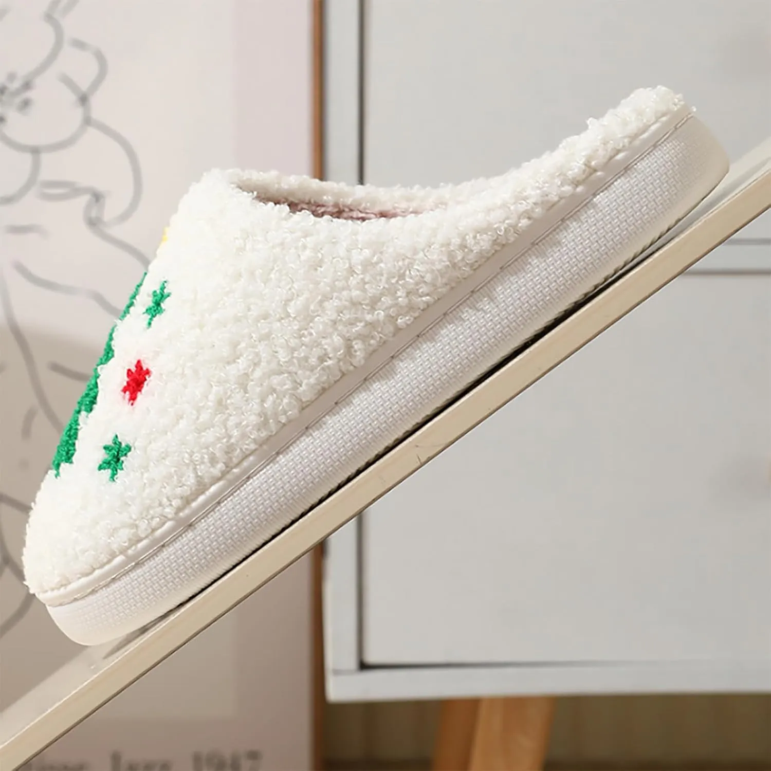 Womens Mens Slippers Halloween Christmas Cute Cartoon Pattern Slipper Anti-slip Design Cozy Indoor House Winter Shoes Soft Plush Warm Slippers Gifts for Girlfriend