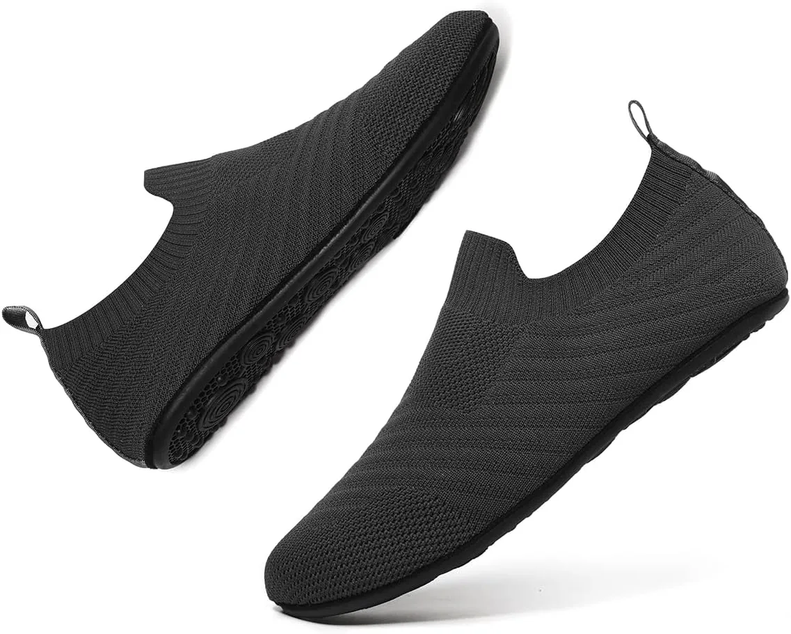 Womens Mens Slippers with Rubber Sole Ultra-Lightweight House Slipper Socks Around House Shoes Non Slip Indoor&Outdoor