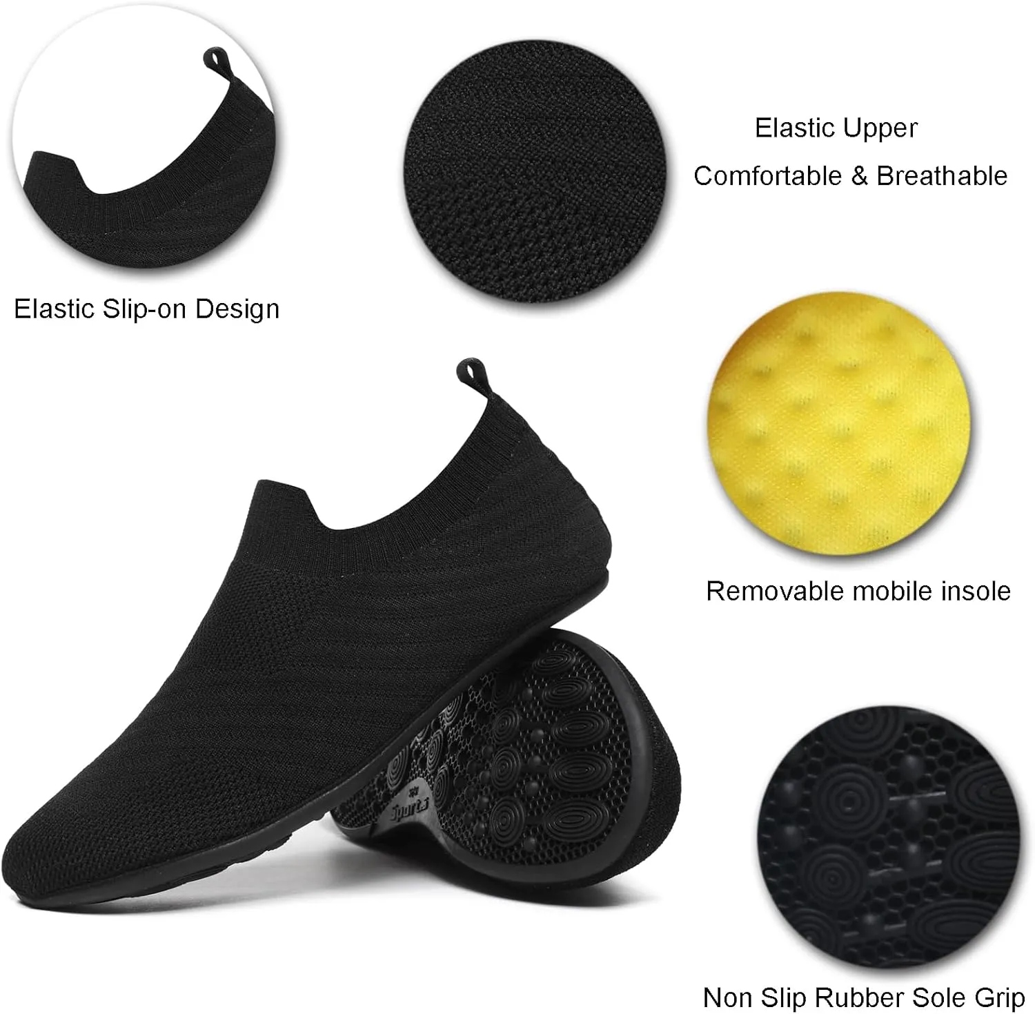 Womens Mens Slippers with Rubber Sole Ultra-Lightweight House Slipper Socks Around House Shoes Non Slip Indoor&Outdoor
