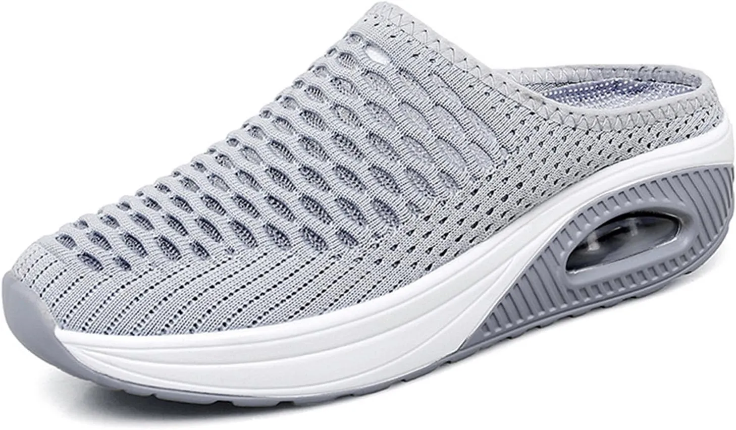 Women's Mules & Clogs Summer Breathable Mesh Slippers Lightweight Orthopedic Clogs with Arch Support Comfortable Knitted Platform Closed Round Toe Shoes Open Back Walking Shoes