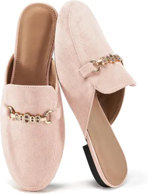 Womens Mules Buckle Flats: Classic Suede Slip On Shoes Dressy Closed Toe Backless Slides Loafers 2025