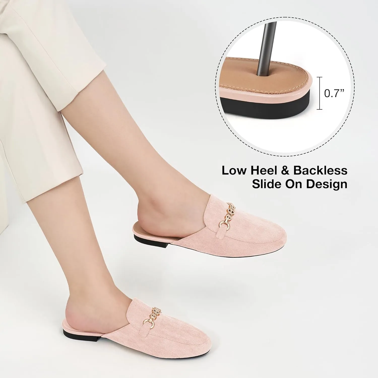 Womens Mules Buckle Flats: Classic Suede Slip On Shoes Dressy Closed Toe Backless Slides Loafers 2025