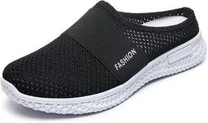 Womens Mules Comfortable Orthopedic Shoes with Arch Support Breathable Hollow Out Clogs Lightweight Open Back Shoes Diabetic Air-Cushion Slip-On Walking Shoe Closed Toe Mules