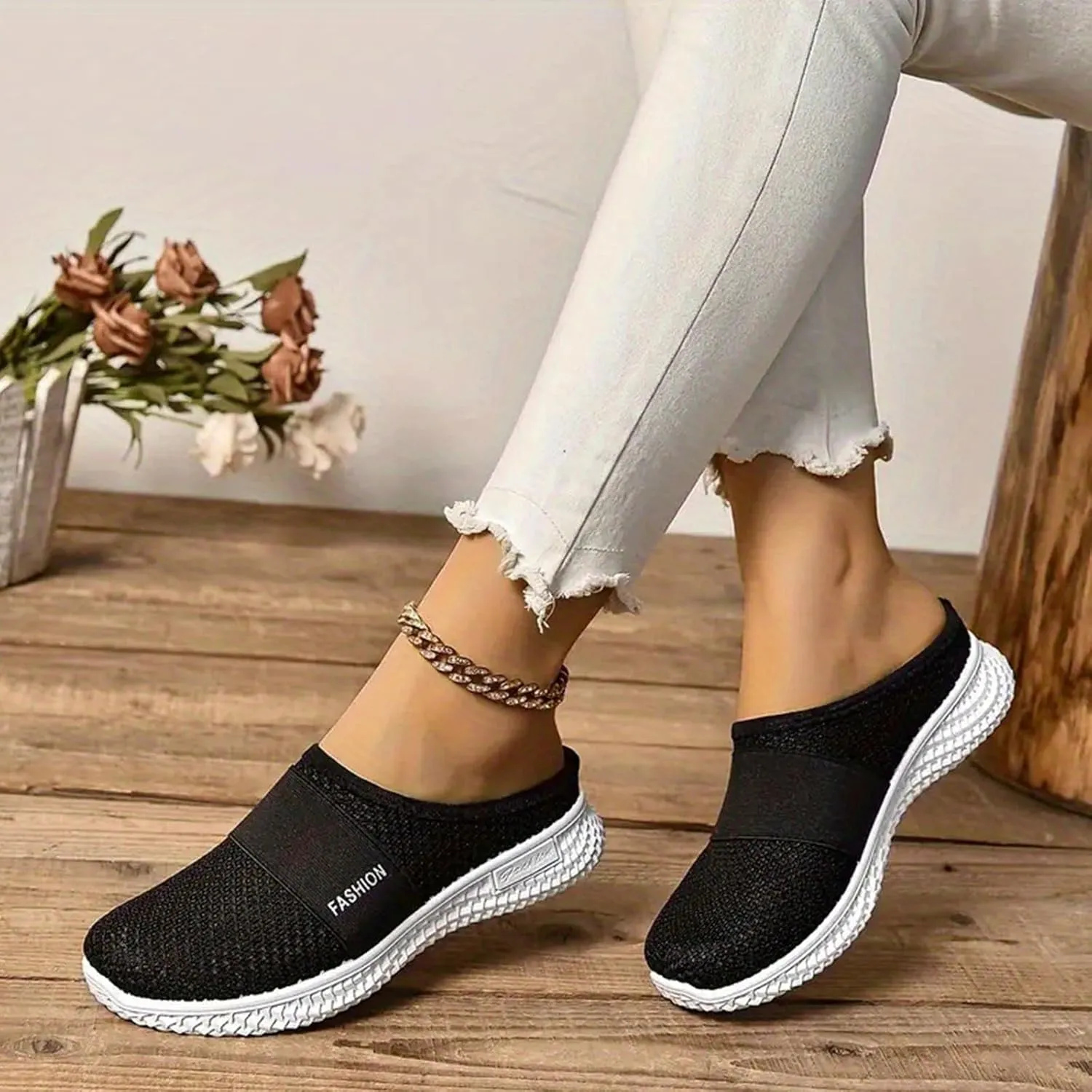 Womens Mules Comfortable Orthopedic Shoes with Arch Support Breathable Hollow Out Clogs Lightweight Open Back Shoes Diabetic Air-Cushion Slip-On Walking Shoe Closed Toe Mules