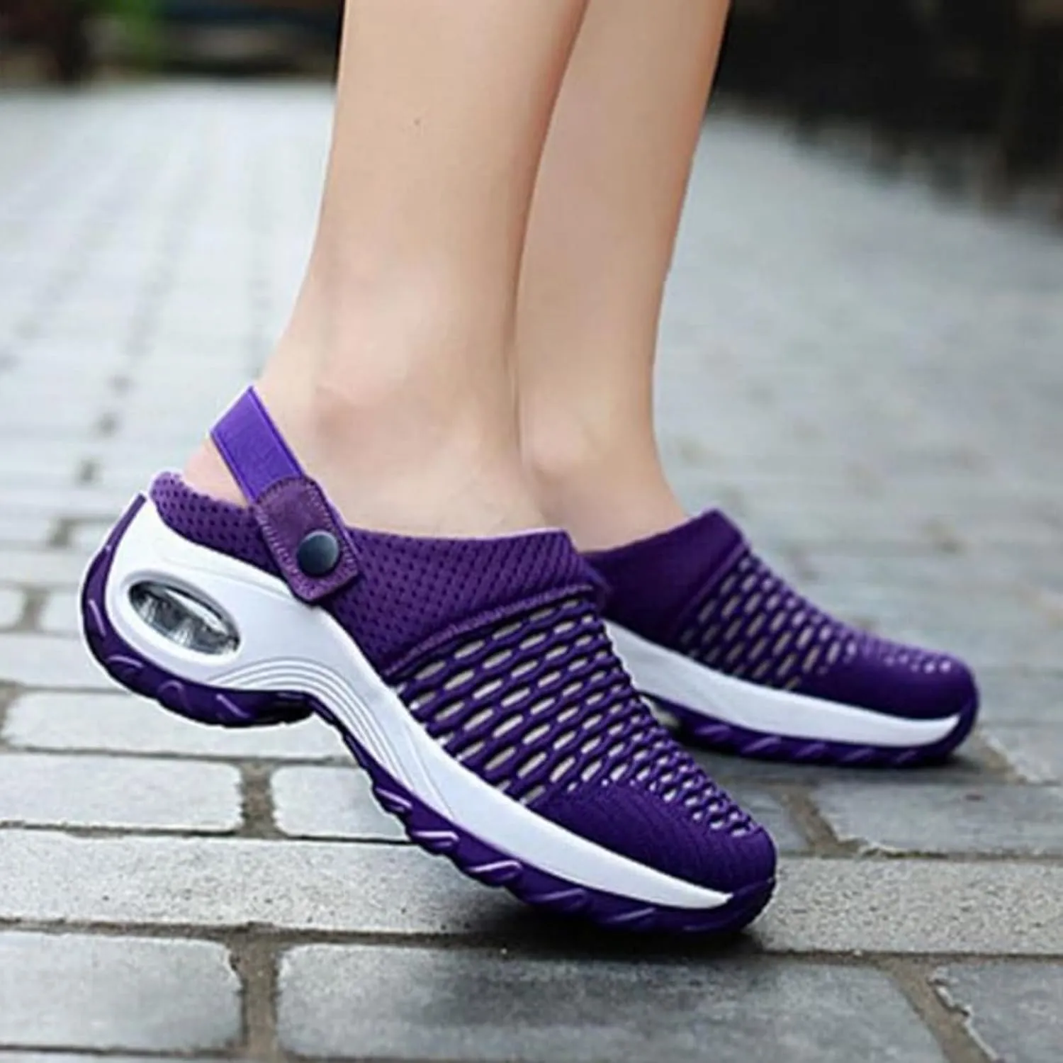 Women's Orthopedic Clogs with Air Cushion Summer Support Mesh Mules Sneaker Sandals Reduce Back and Knee Pressure Walking Shoes Lightweight Slippers Outdoor Walking Sandals