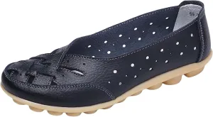 Women's Orthopedic Loafers Slip-On Outdoor Walking Flats Shoes Breathable Comfy Non Slip Shoes with Soft Arch Supportive Design New Cutout Shoe for Summer Beach
