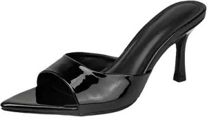 Women's Patent Leather Pointed Toe Open Toe High Heel Sandals Comfortable Slingback Slip-On Mule Sandals Fashionable Formal Party Dresses Pumps