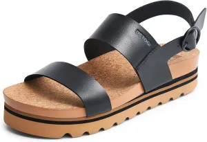 Women's Platform Sandals Arch Support Beach Slides for Woman Orthotic Summer Causal Cork Footbed Adjustable Buckle Elastic Band Cushion Cute Flatform sandalias de mujer