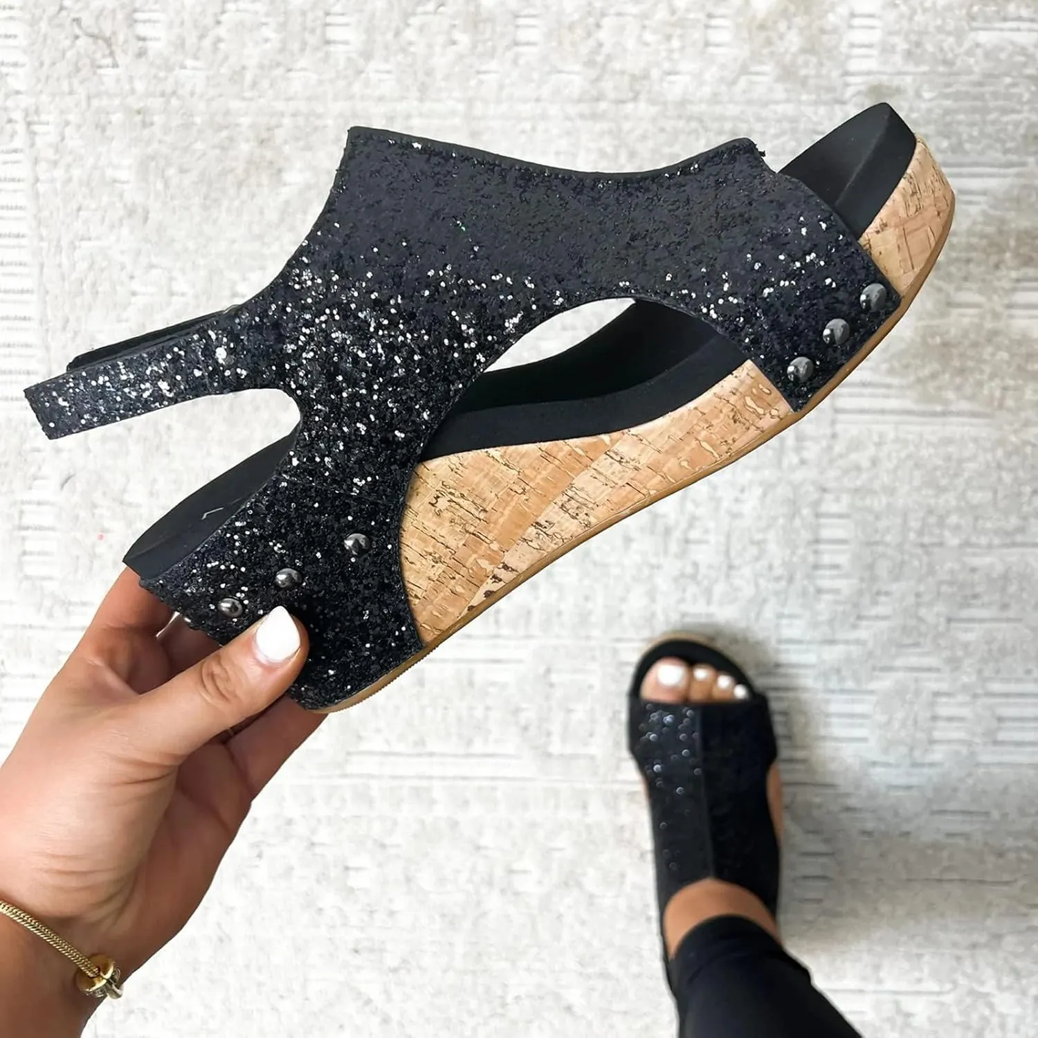 Womens Platform Sandals Wedge Heels Ankle Strap Sandals Comfortable Soft Low Heel Sandal Lightweight Cork Open Toe Sandal Casual Dressy Summer Outdoor Shoes