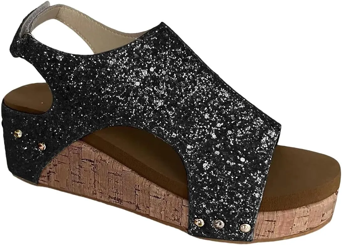 Womens Platform Sandals Wedge Heels Ankle Strap Sandals Comfortable Soft Low Heel Sandal Lightweight Cork Open Toe Sandal Casual Dressy Summer Outdoor Shoes