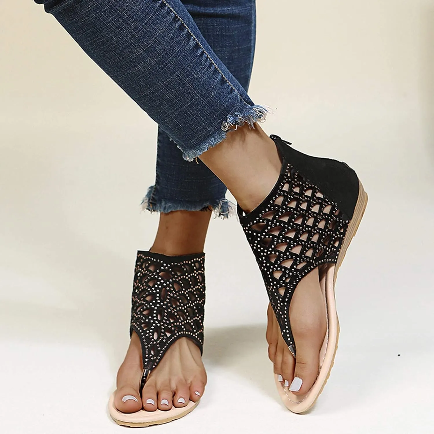 Womens Platform Wedge Sandals Dressy Summer Shoes Comfortable Ankle Strap Open Toe Boho Espadrille Slides for Casual Beach Walking Outdoor Activities Orthopedic Shoes for Women