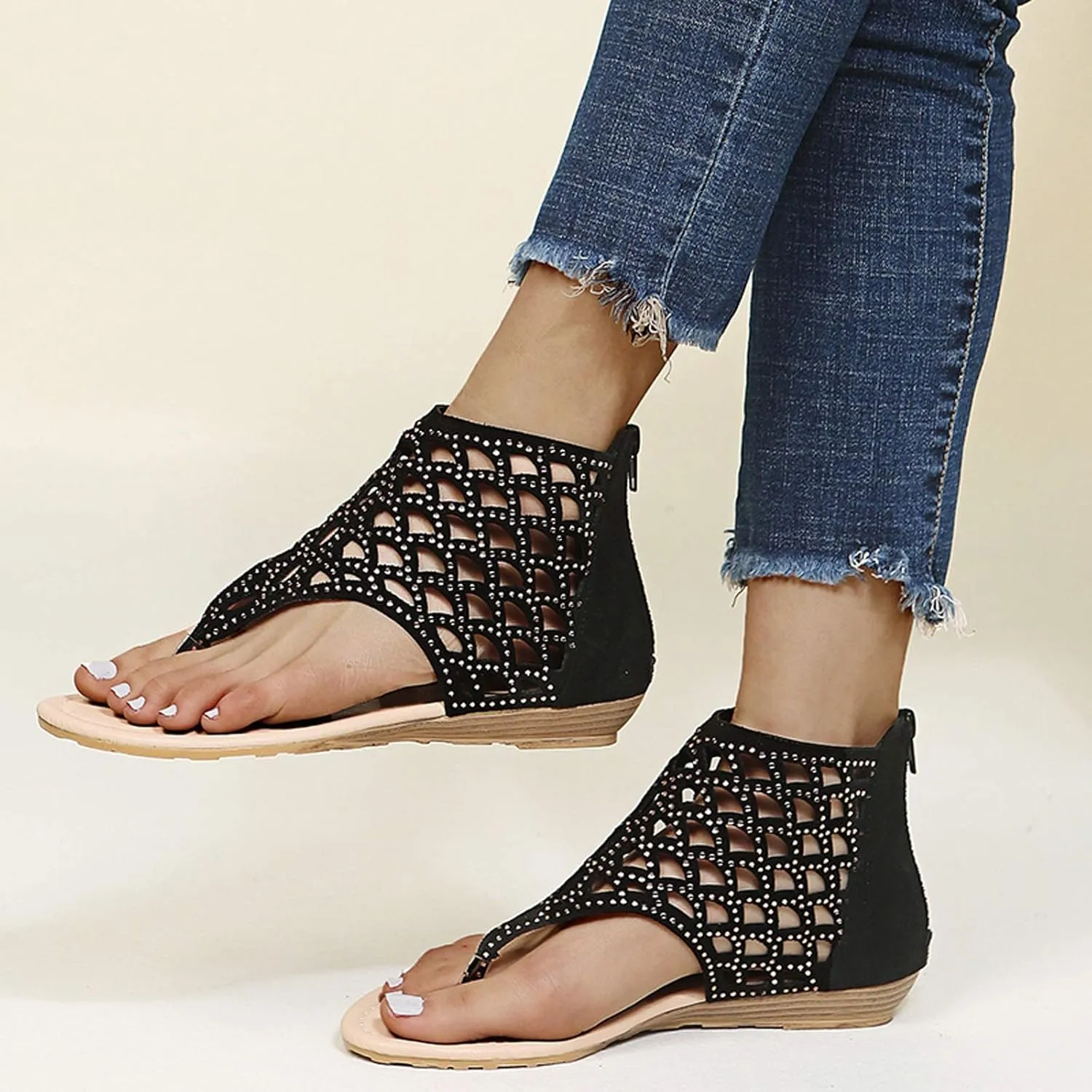 Womens Platform Wedge Sandals Dressy Summer Shoes Comfortable Ankle Strap Open Toe Boho Espadrille Slides for Casual Beach Walking Outdoor Activities Orthopedic Shoes for Women