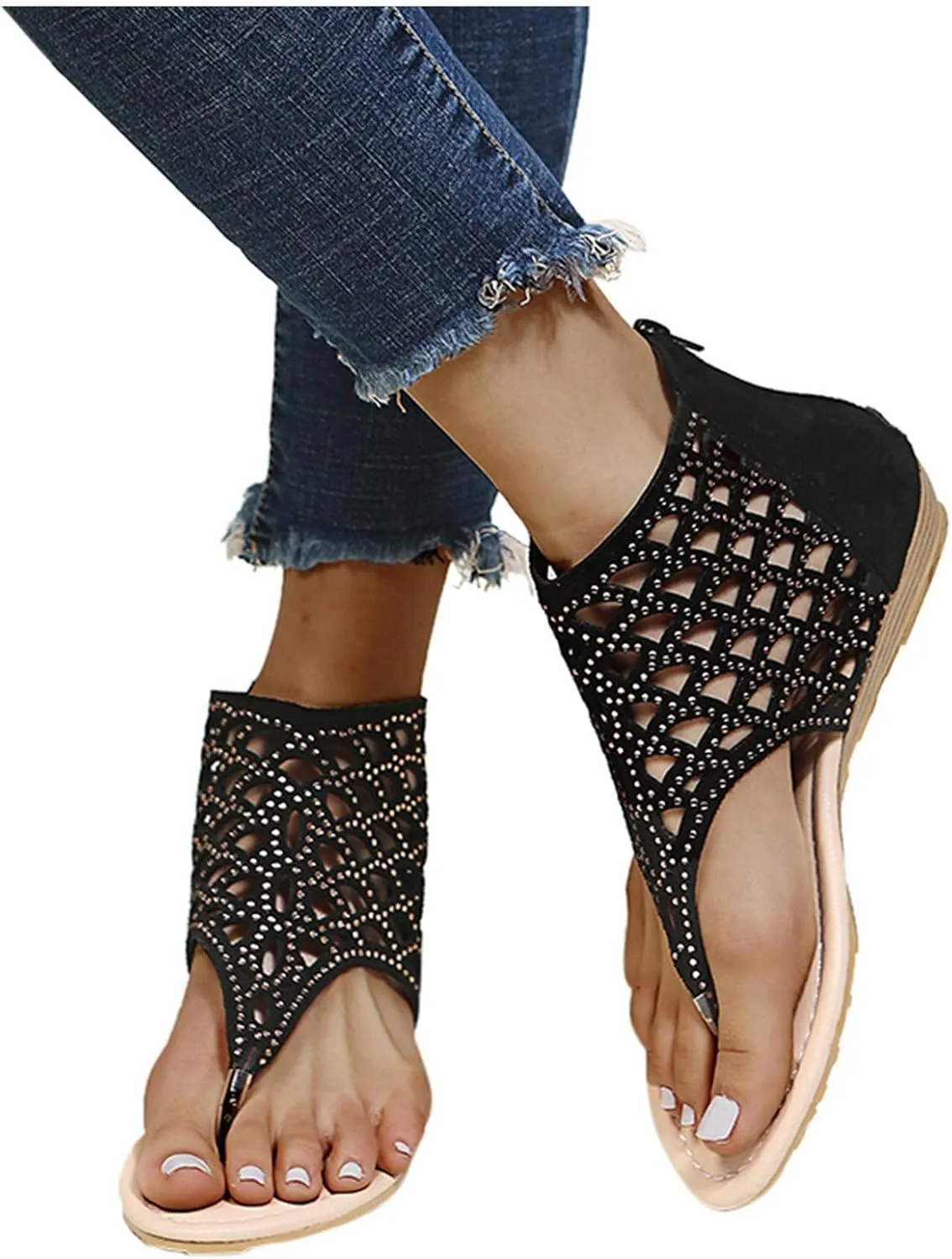 Womens Platform Wedge Sandals Dressy Summer Shoes Comfortable Ankle Strap Open Toe Boho Espadrille Slides for Casual Beach Walking Outdoor Activities Orthopedic Shoes for Women