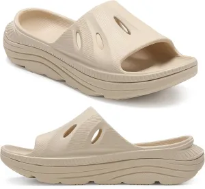 Womens Recovery Sandals Slides for Mens Plantar Fasciitis Sport for Sandals Comfortable Orthotic Athletic Arch Support Slides, Lightweight Cloud Slippers Thick Cushion Open Toe