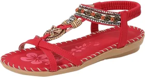 Womens Sandals Comfortable Dressy,Retro Braided Rope Flats Shoes Arch Support Beach Sandals Slip On Walking Sandals