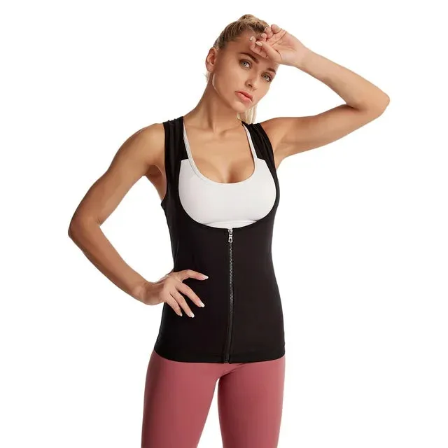 Women's Sauna Waist Trainer - Hourglass Sweat Tank Top Shaper with Zipper