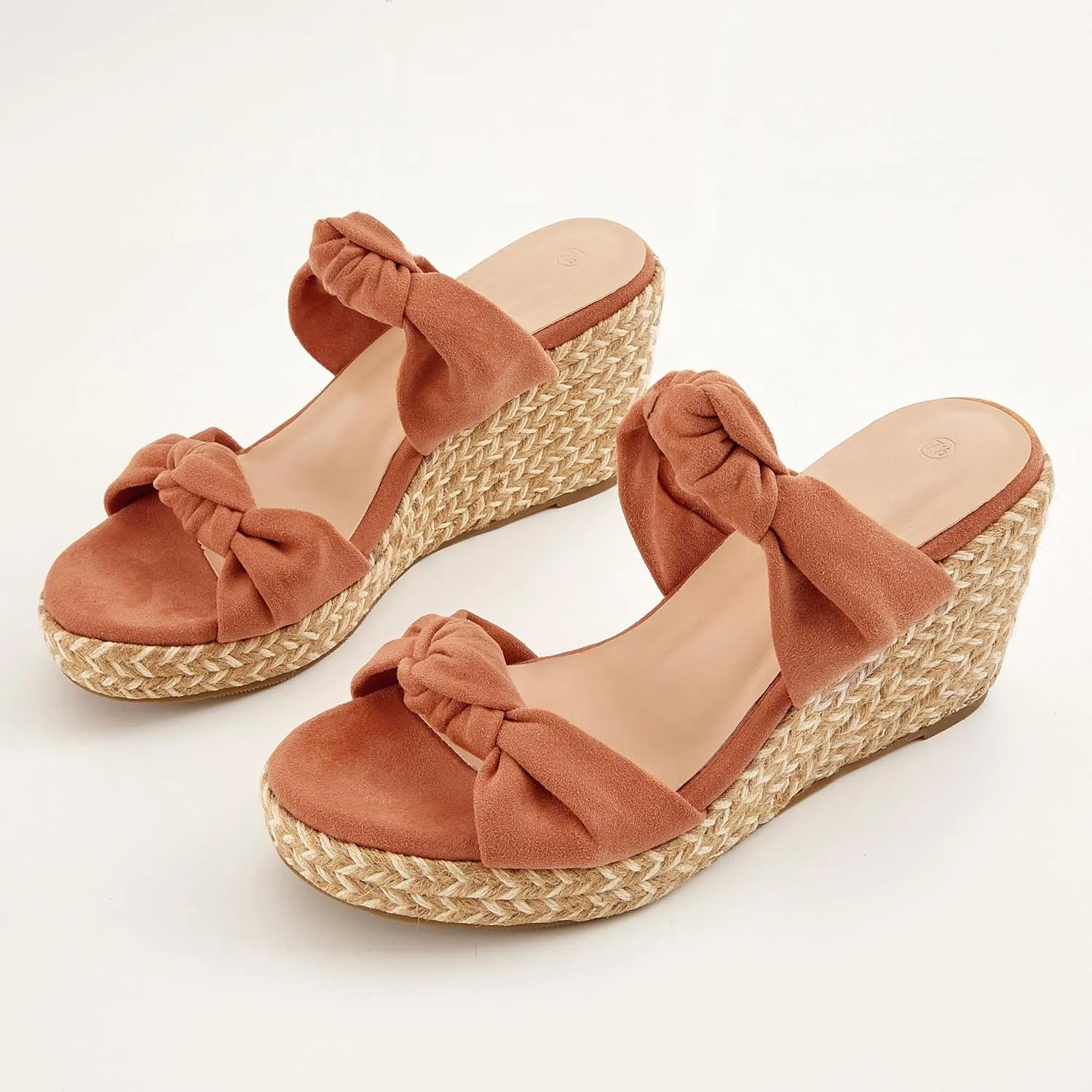 Womens Slip on Espadrilles Wedges Sandals Slides Platform Bow Open Toe Summer Dressy Mules Shoes