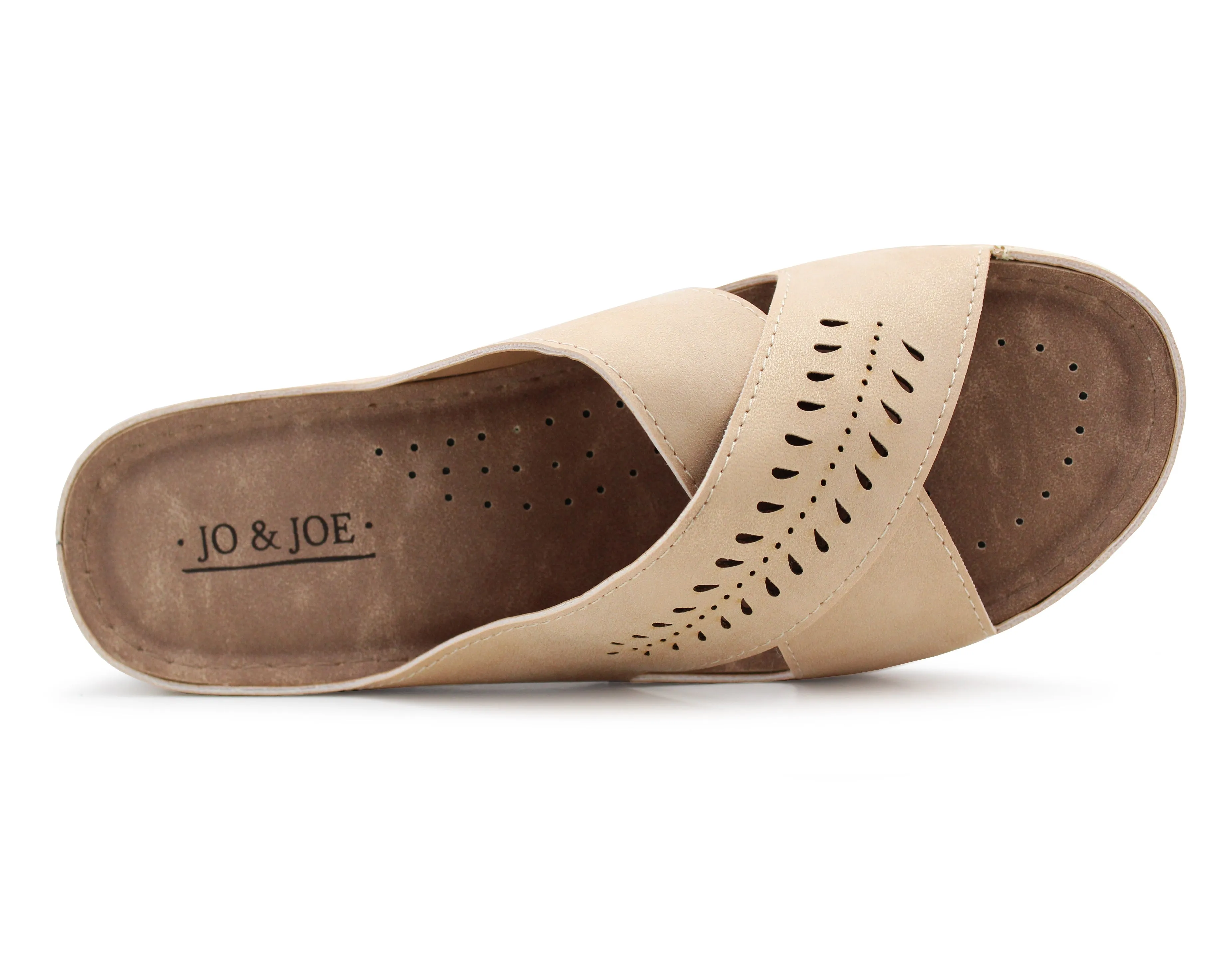 Womens Slip On Sandals Gold Backless Low Wedge Open Toe Mules Summer Fashion Beach Slides Flip Flops