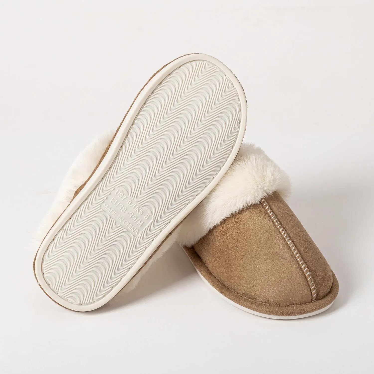 Womens Slipper Memory Foam Fluffy Soft Warm Slip On Anti-Skid House Slippers,Cozy Plush for Indoor Outdoor