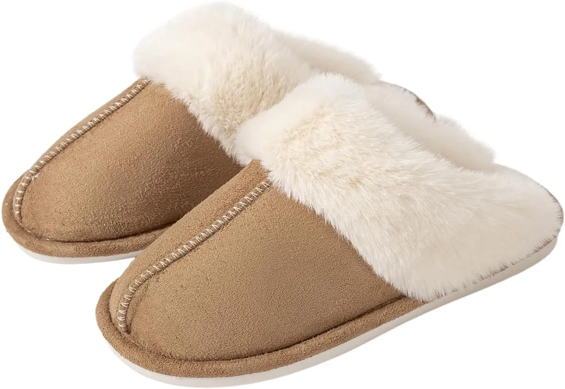 Womens Slipper Memory Foam Fluffy Soft Warm Slip On Anti-Skid House Slippers,Cozy Plush for Indoor Outdoor