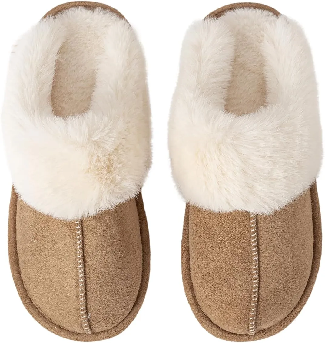 Womens Slipper Memory Foam Fluffy Soft Warm Slip On Anti-Skid House Slippers,Cozy Plush for Indoor Outdoor