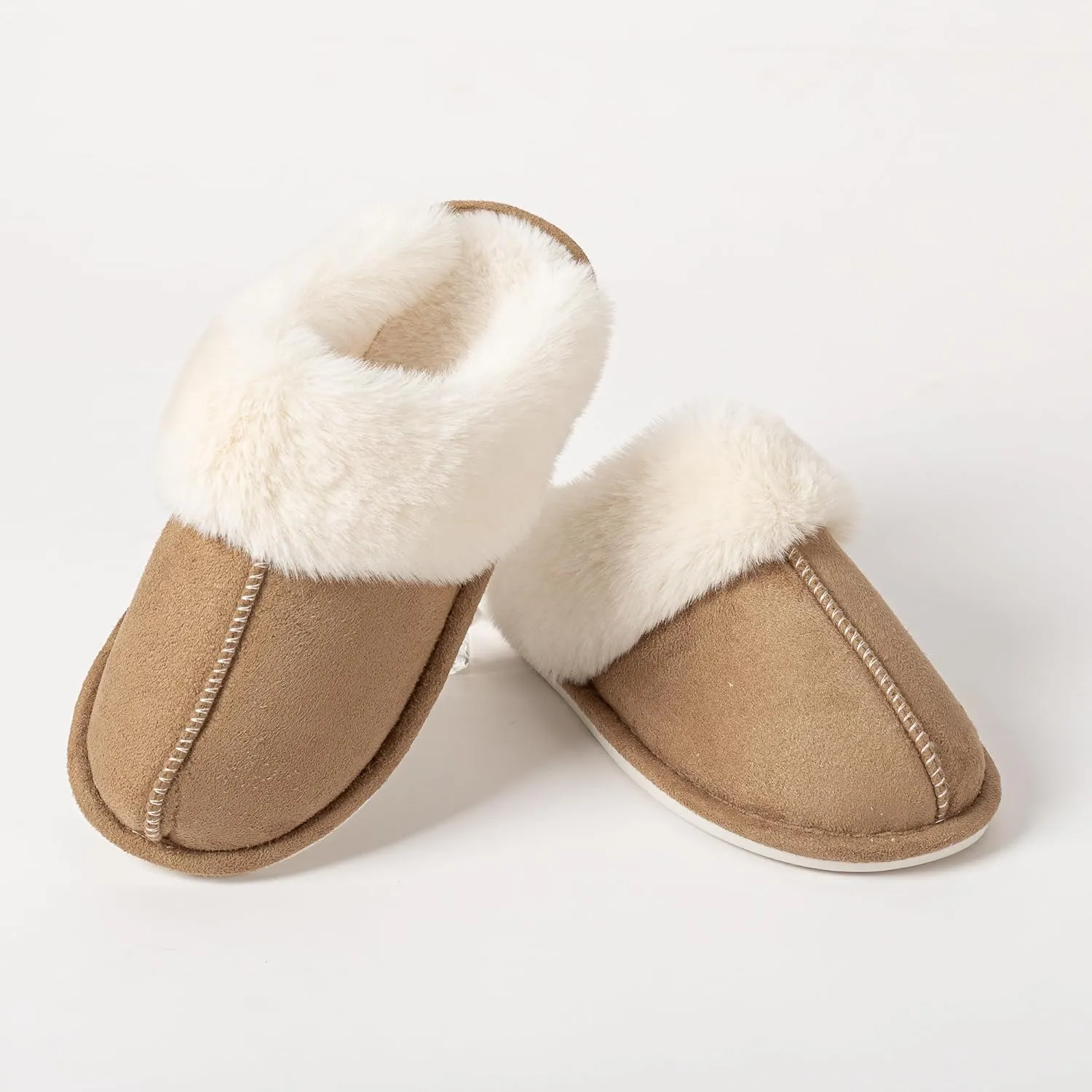 Womens Slipper Memory Foam Fluffy Soft Warm Slip On Anti-Skid House Slippers,Cozy Plush for Indoor Outdoor